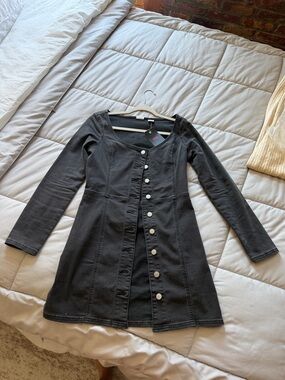 LEVIS - NWT Button-Front Black Long Sleeve Dress